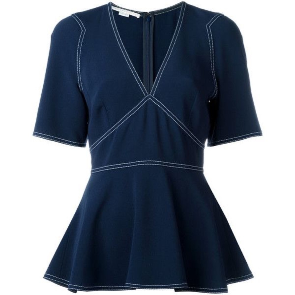 Stella McCartney Contrast Stitch Kimono / Peplum Short Sleeve Blouse‎ sz 42